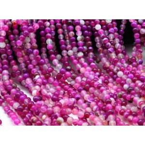 Бусины из агата тонированного шарик 6мм цвет фуксия, 38см, 65 бусин