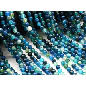 Бусины из агата тонированного шарик 6мм цвет синий, 37см, 63 бусины