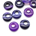 Бусина - бублик для швенз из агата тонированного цвет фиолетовый 18*5,5-6мм, 1шт