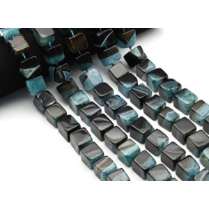 Бусины из агата тонированного кубик 15мм, цвет голубой, 41см, 20 бусин