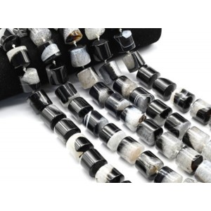 Бусины из агата черного цилиндр 19*20мм, 41см, 17 бусин