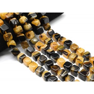 Бусины из агата тонированного кубик 13мм, цвет желтый, 39см, 25 бусин