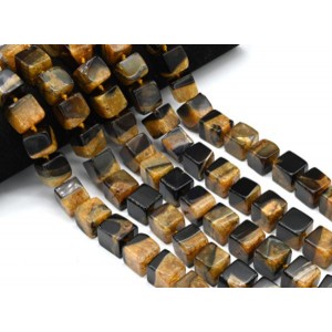 Бусины из агата тонированного кубик 15мм, цвет желтый, 41см, 20 бусин