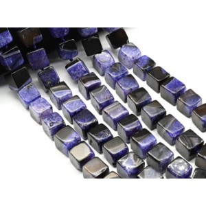 Бусины из агата тонированного кубик 15мм, цвет фиолетовый, 41см, 20 бусин