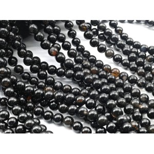 Бусины из агата черного шарик 8мм, 38см, 48 бусин