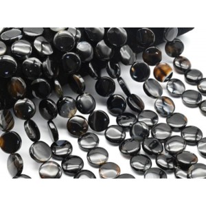 Бусины из агата черного круг 16мм, 40см, 25 бусин