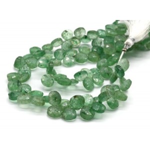 Бусины из авантюрина зеленого капля гр.8мм, 19,5см, 48 бусин, 19г