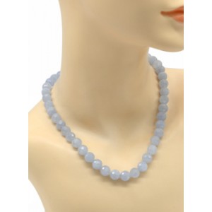 Бусы из кальцита шарик гр.10мм цвет аквамарин, 47см