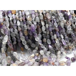 Бусины из аметиста какоксенита галтовка 6*9мм, 40см, 50 бусин Бусины из аметиста какоксенита галтовка 6*9мм, 40см, 50 бусин