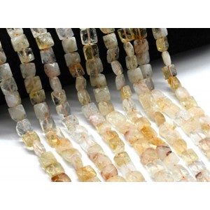Бусины из цитрина квадрат с гранями 10*10мм, 39см, 40 бусин Бусины из цитрина квадрат с гранями 10*10мм, 39см, 40 бусин