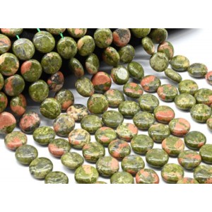 Бусины из унакита круг 15мм, 39,5см, 26 бусин