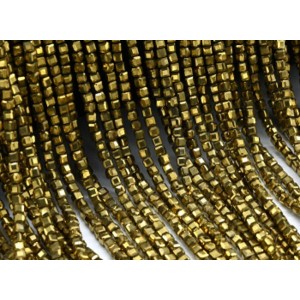 Бусины из гематита кубик 2мм цвет золотистый, 38см, 150 бусин