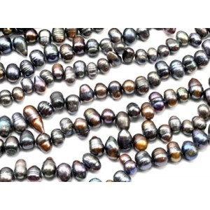 Бусины из жемчуга 6*10мм цвет черный, 35см, 52 бусины