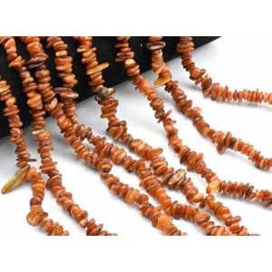 Бусины из перламутра галтовка 5*2мм цвет карамельный, 80см, 320 бусин