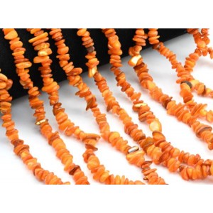 Бусины из перламутра галтовка 5*2мм цвет оранжевый, 80см, 320 бусин