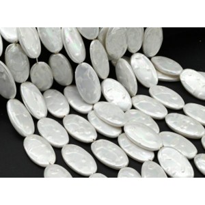 Бусины из майорки овал 15*30мм цвет белый, 42см, 14 бусин (иск.)