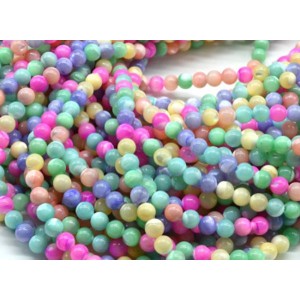 Бусины из перламутра тонированного шарик 4мм цвет ассорти, 39см, 92 бусины