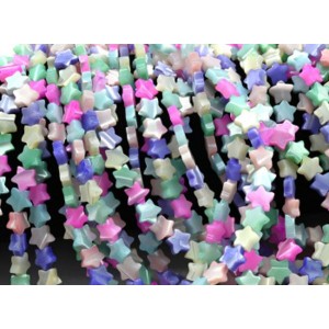 Бусины из перламутра тонированного звезда 7*6мм цвет ассорти, 38см, 68 бусин