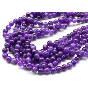 Бусины из кальцита тонированного шарик 6мм, цвет фиолетовый 37см, 60 бусины