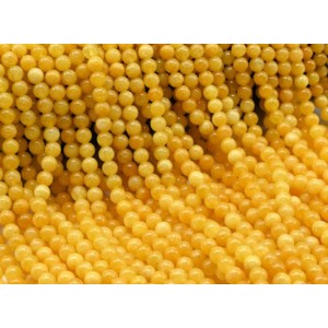 Бусины из кальцита тонированного шарик 6мм цвет желтый, 37см, 60 бусин