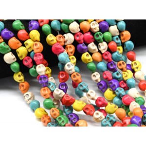 Бусины из кахолонга (имитация) череп 8*10мм, цвет ассорти, 38см, 38 бусин