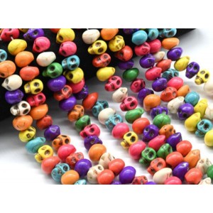 Бусины из кахолонга (имитация) череп 14*10мм, цвет ассорти, 38см, 40 бусин