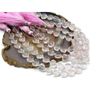 Бусины из розового кварца сердце 9*9мм с гранями, 20см, 21 бусина