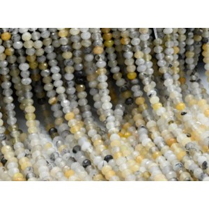 Бусины из кварца тонированного рондель гр.4*3мм, цвет песочный, 35см, 115 бусин