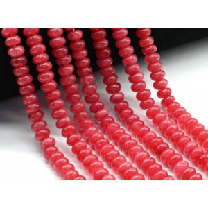 Бусины из кварца тонированного рондель 8*5мм, цвет малиновый, 38см, 78 бусин