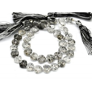 Бусины из кварца рутилового сердце 9*9мм с гранями, 20см, 20 бусин