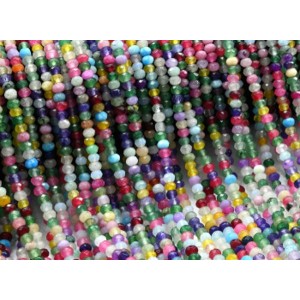 Бусины из кварца тонированного рондель гр.4*3мм, цвет ассорти, 35см, 115 бусин