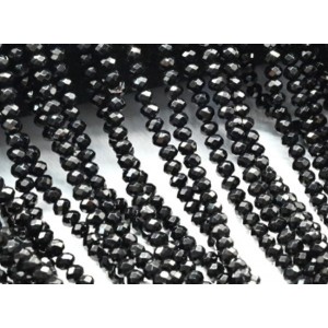 Бусины из кварца тонированного рондель гр.4*3мм, цвет черный, 35см, 115 бусин
