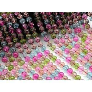 Бусины из кварца тонированного шарик 10мм цвет ассорти, 38см, 40 бусин (иск.)