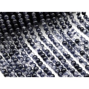 Бусины из кварца тонированного шарик 8мм цвет черный, 37см, 51 бусина (иск.)