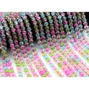 Бусины из кварца тонированного шарик 8мм цвет ассорти, 38см, 51 бусина (иск.)