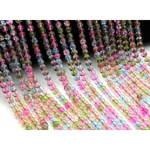 Бусины из кварца тонированного шарик 6мм цвет ассорти, 37см, 67 бусин (иск.)