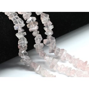 Бусины из розового кварца кристаллы 7-11мм, 20см, 39 бусин, 19г