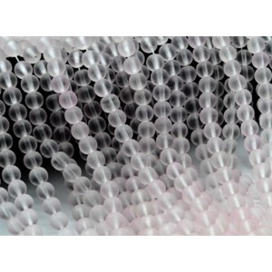 Бусины из кварца тонированного шарик 8мм, цвет розовый (матовый), 40см, 48 бусин (иск.)