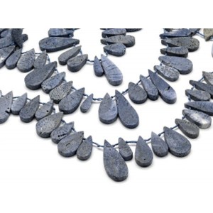 Бусины из коралла синего капли 12-37мм, 37см, 35 бусин