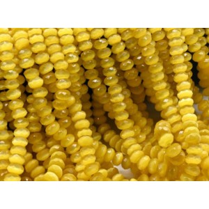 Бусины из кошачьего глаза (синт.) (улексит) рондель гр.7*5мм цвет желтый, 40см, 88 бусин (иск.)