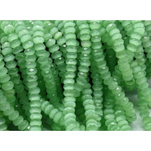 Бусины из кошачьего глаза (синт.) (улексит) рондель гр.7*5мм цвет мятный, 40см, 88 бусин (иск.)