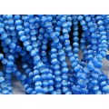 Бусины из кошачьего глаза (синт.) (улексит) шарик гр.6мм цвет васильковый, 40см, 70 бусин (иск.)
