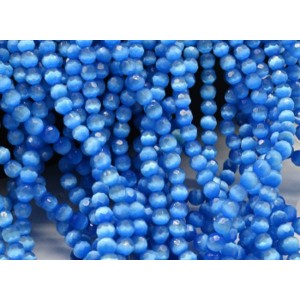 Бусины из кошачьего глаза (синт.) (улексит) шарик гр.6мм цвет васильковый, 40см, 70 бусин (иск.)