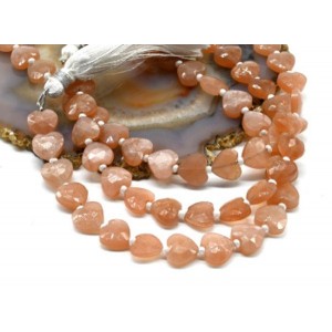 Бусины из беломорита сердце 9*9мм с гранями, 20см, 21 бусина