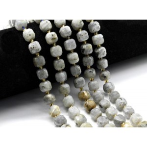 Бусины из лабрадорита кубик гр.8мм, 37см, 36 бусин