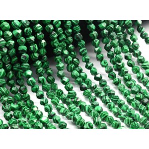 Бусины из малахита многогранник 5мм, 35,5см, 68 бусин (иск.)