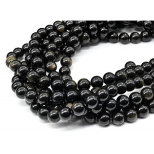 Бусины из обсидиана радужного шарик 14мм, 39см, 28 бусин