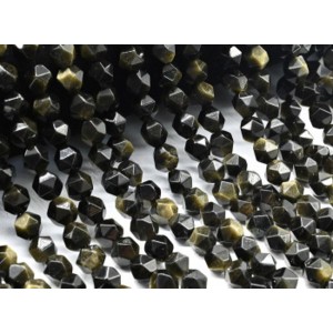 Бусины из обсидиана золотого многогранник 7мм, 37см, 50 бусин