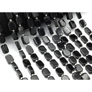 Бусины из обсидиана черного прямоугольник 9*12мм, 37см, 27бусин Бусины из обсидиана черного прямоугольник 9*12мм, 37см, 27бусин