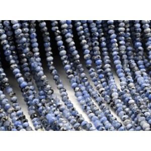Бусины из кварца тонированного рондель гр.4*3мм, цвет содалит, 35см, 115 бусин